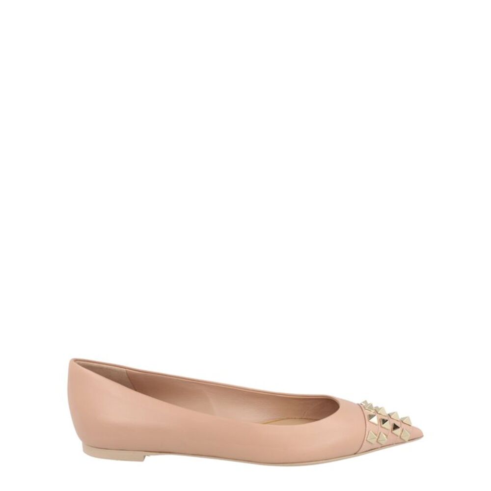 Valentino Rockstud Alcove Leather Ballet Flats Brown Womens